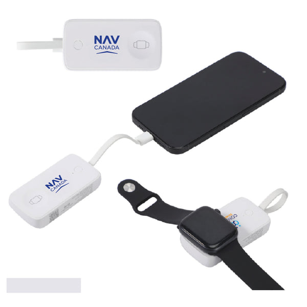 Baron 2000mAh Power Bank with Watch Charger & Built-In Cable / Chargeur portatif Baron de 2 000 mAh avec chargeur de montre et câble intégré